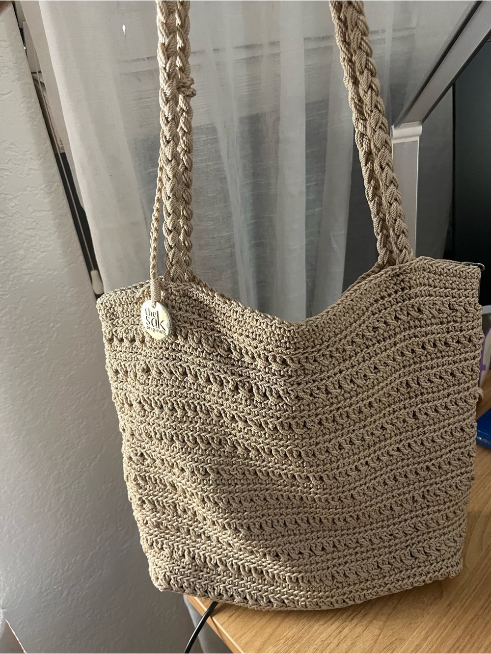 The Sak Crochet Tote in Beige